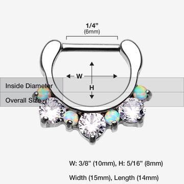 Detail View 1 of Fire Opal Multi Gem Sparkle Deuce Septum Clicker-White/Clear